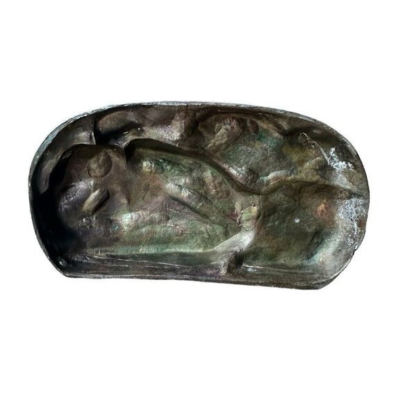 VTG French Style Cast Bronze Sculpture 6.75" Young Boy Fish Spear‎ Cast Net Dog - Picture 11 of 11